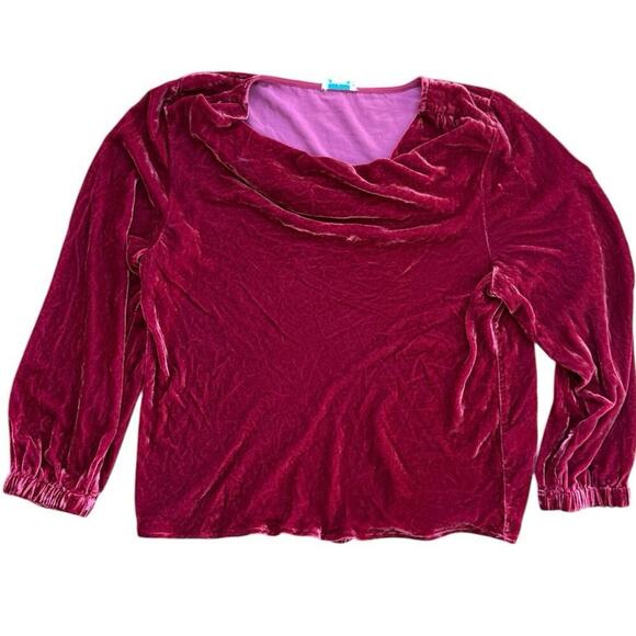 Sundance Women's Pink Velvet Drape Ruched Blouse Top Size Medium - Picture 2 of 6
